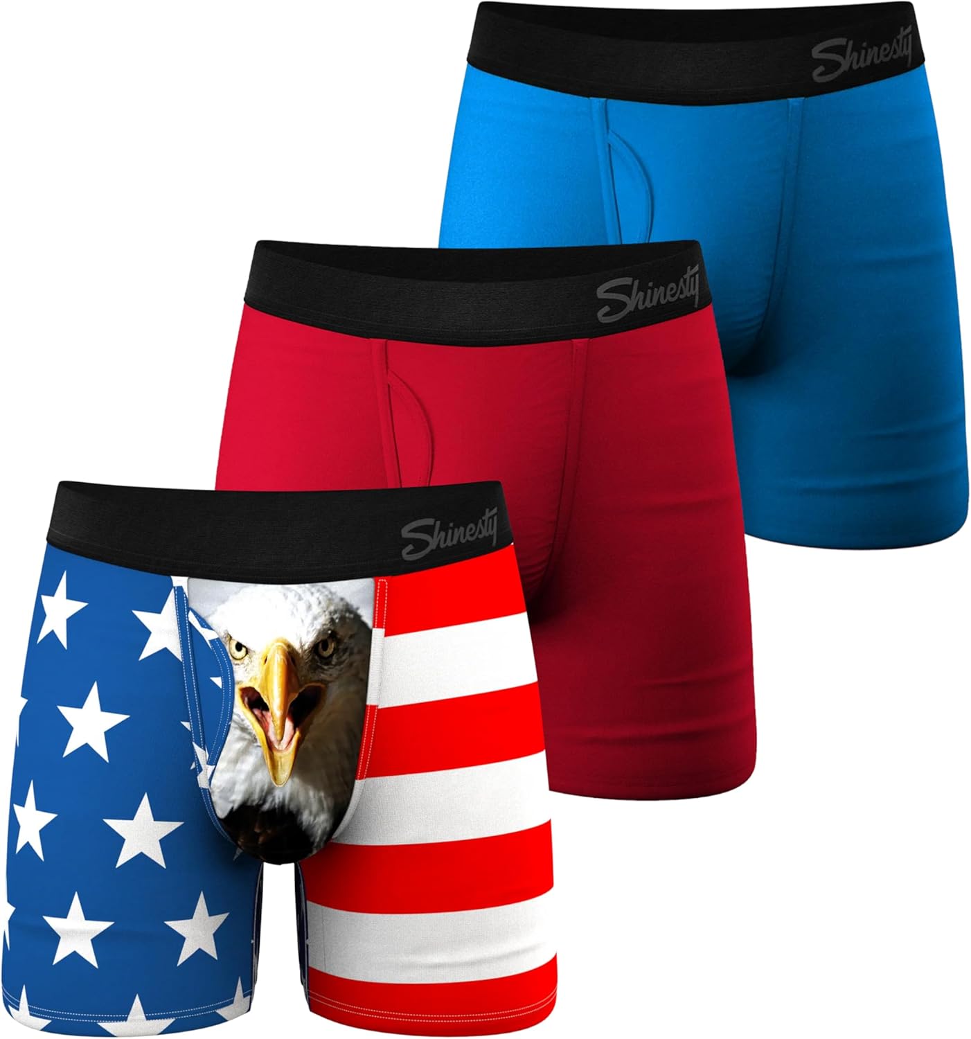 Shinesty Boxer Briefs for Men Pack of 3 - Hammock Support Pouch Underwear for Men with Fly