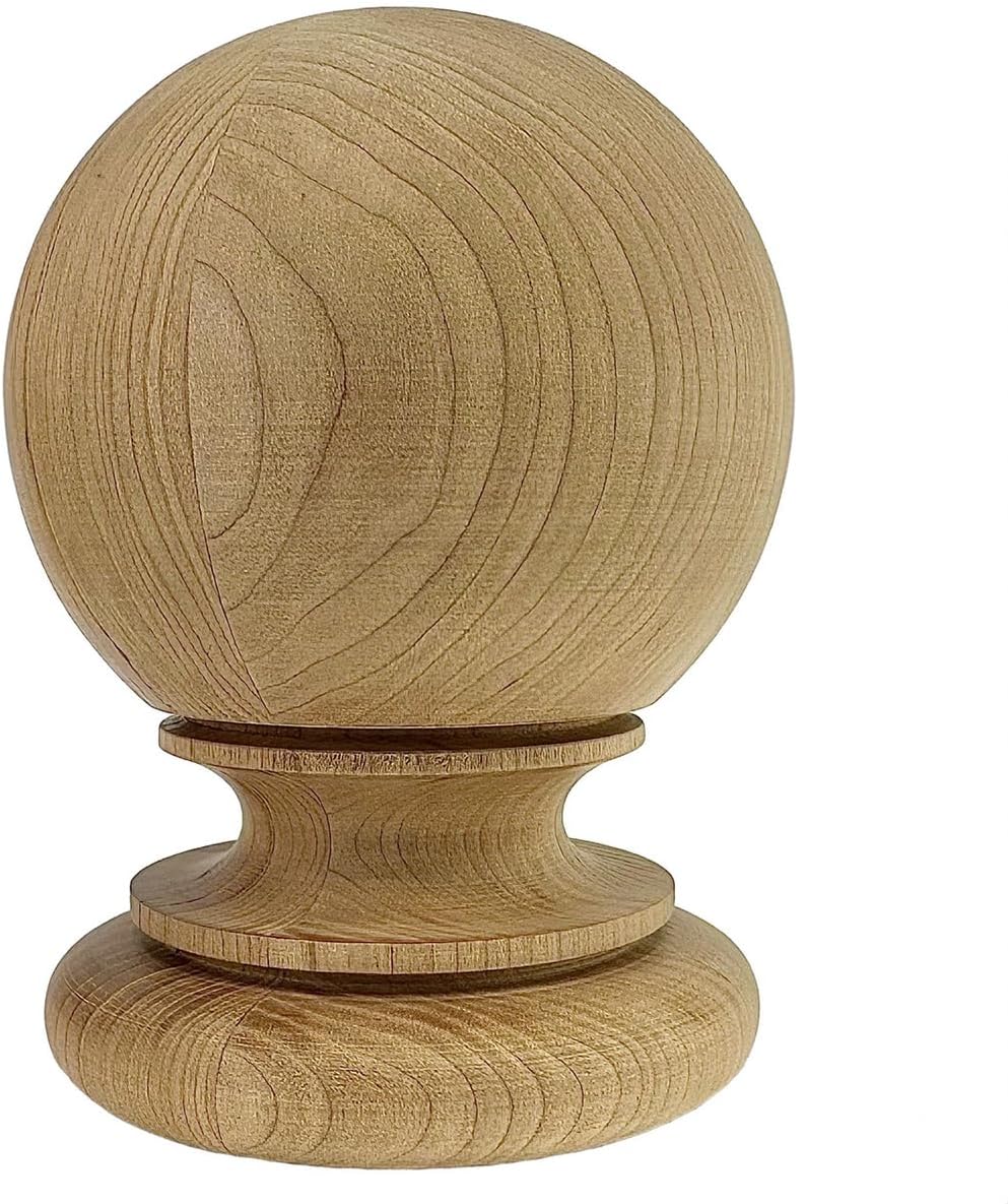 Interior Kline Ball Wood Finial. Red Oak Medium 5 1/2" Tall x 4 1/16" Wide. No Hardware. Ready to Paint Or Stain. Bed Post Finials, Staircase Newel Posts. 1 PC.
