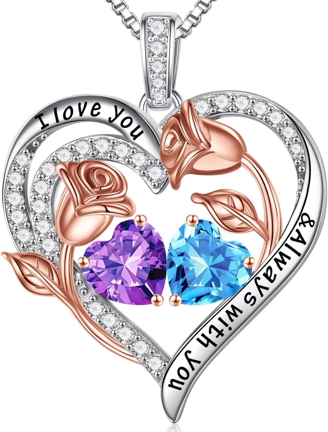 Iefil Christmas Gifts for Women – 925 Sterling Silver Rose Heart Birthstone Necklace Birthday Gifts for Women Anniversary Christmas Jewelry Gifts for Her Wife Mom Daughter Iefil Christmas Gifts for Women – 925 Sterling Silver Rose Heart Birthstone Necklace Birthday Gifts for Women Anniversary Christmas Jewelry Gifts for Her Wife Mom Daughter