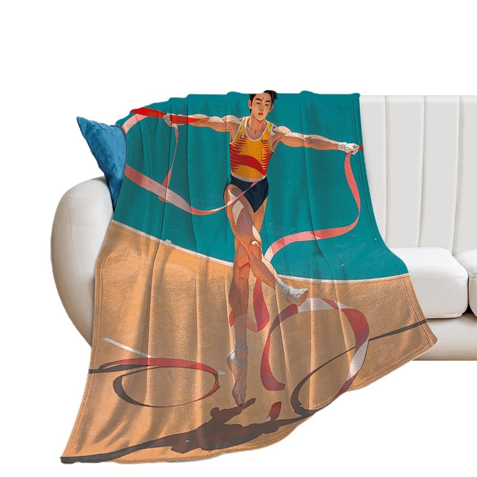 Couverture en flanelle légère plaid imprimé dessin animé acrobatique pour lit