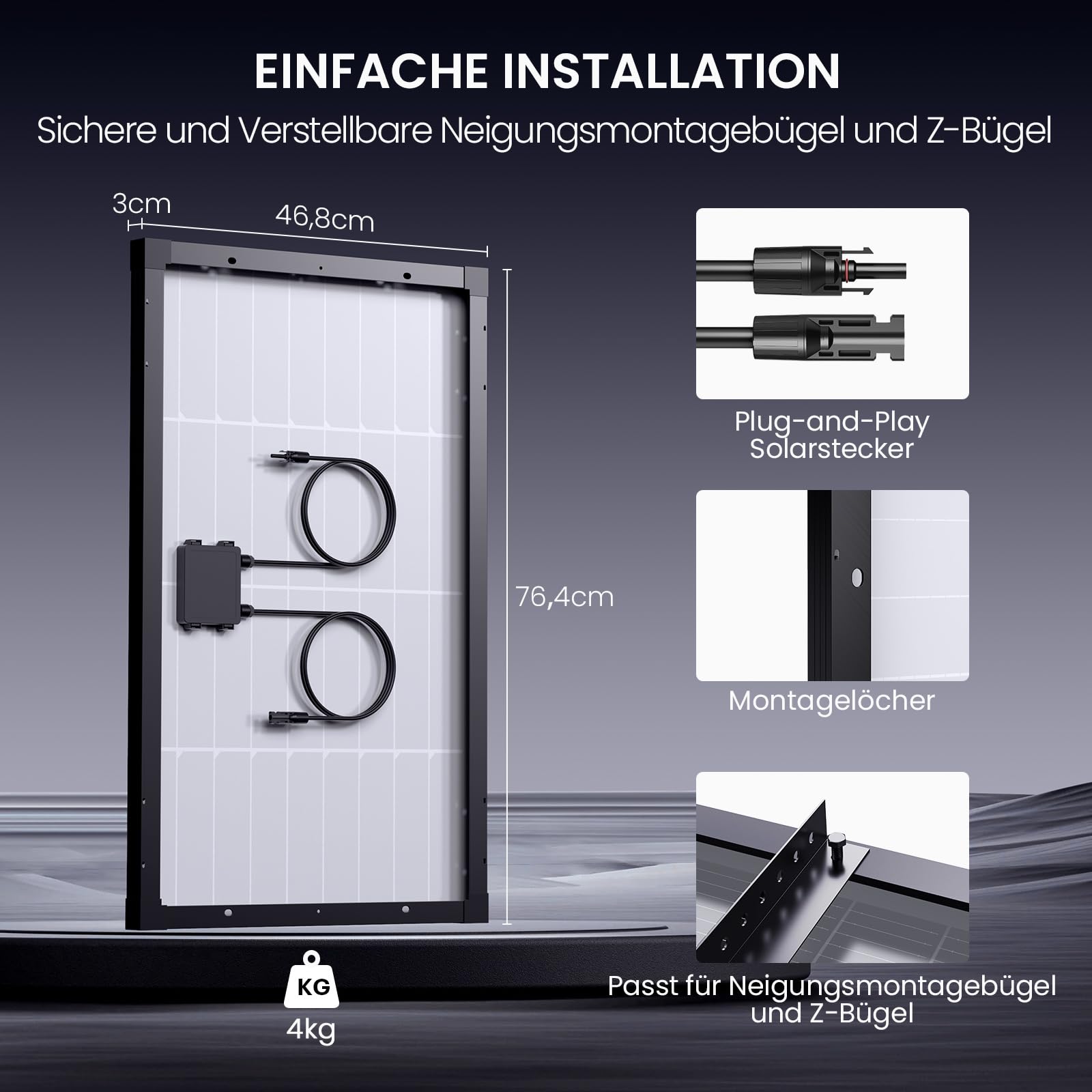 N-Type 16BB 55W Monokristalline Solarmodule, Callsun 55W Solarpanel,25% Wirkungsgrad,3.2mm Glas,Ideal für 12V Batterie,Wohnmobil, Gartenhäuse, Boot (Halterung nicht enthalten)