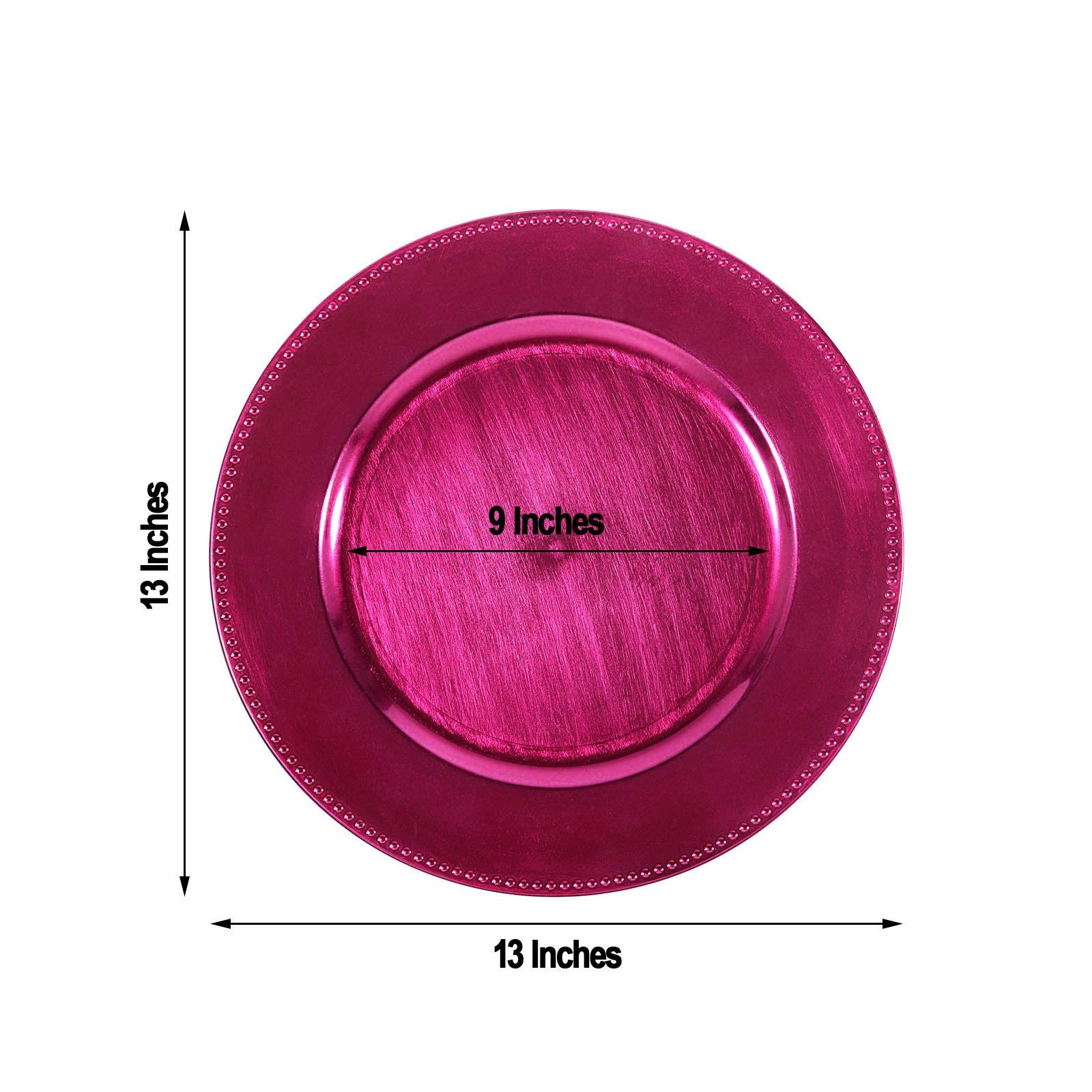 Balsa Circle 6 pcs 13-Inch Hot Pink Crystal Beaded Round Charger Plates - Dinner Wedding Supplies for all Holidays Decorations