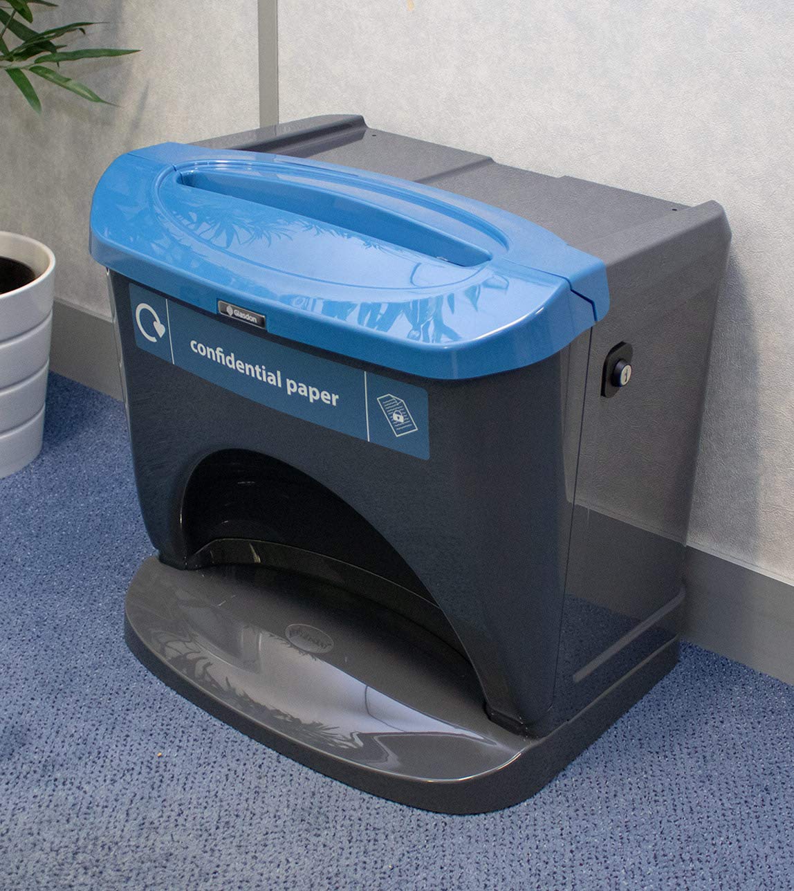 Glasdon Nexus Stack 30L Confidential Waste Bin (Dark Grey, Blue Sticker