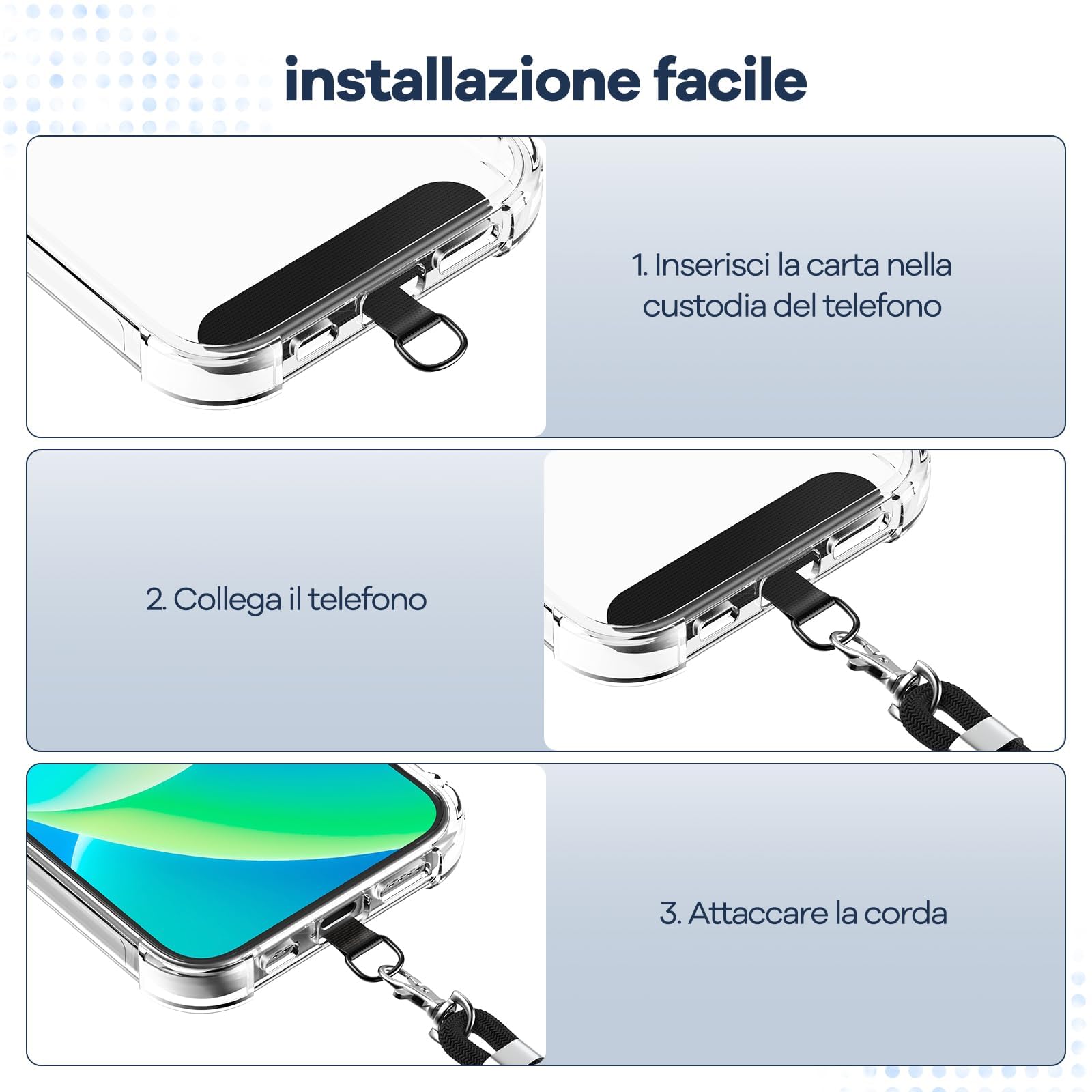 caslord Mobile Phone Lanyard*1, Universal Patch*2, Suitable for All Smartphones, Mobile Phone Strap Matches Any Case, Adjustable and Removable, Black - 4