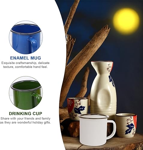 Miniatura 6 de DOITOOL Mochila de senderismo, 5 piezas, tazas de café vintage para acampar, prácticas tazas de café esmaltadas, tazas de café portátiles para