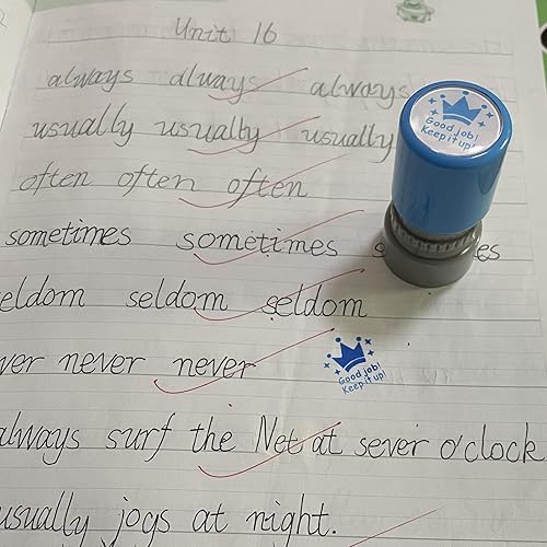 Miniatura 4 de WAF - Paquete de 5 sellos de goma autoentintados para profesores, para profesores, revisión de profesores, sellos fotosensibles para educación