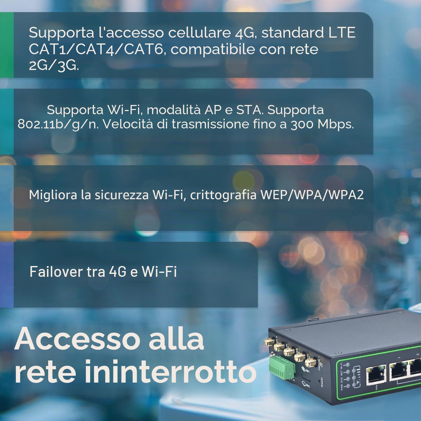 InHand Networks IR315 4G - Router industriale, LTE CAT4, Wi-Fi, Gateway IoT, router VPN, slot Dual SIM, 5 porte Fast Ethernet RJ45, Din-Rail, Cloud Managed, Unlocked (RS232&RS485+GNSS)