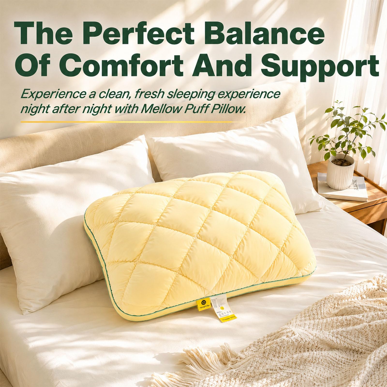 Jeeeun Marshmallow Pillow, Cooling Marshmallow Puff Pillow for Side and Back Sleepers, Breathable High Resilience Support, Fluffy Washable (Gray,Low Pillow)