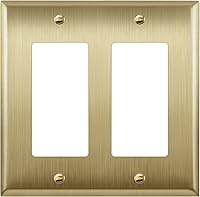 Vista 14 de ENERLITES Placa de pared de metal con interruptor decorativo doble, tapa de tomacorriente, resistente a la corrosión, tamaño estándar de 2