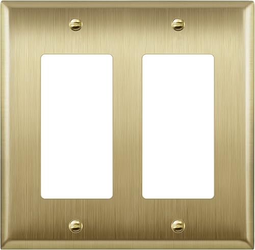 ENERLITES Placa decorativa de pared metálica para receptáculo o interruptor, acero inoxidable 201, resistente a la corrosión, tamaño de 2 segmentos
