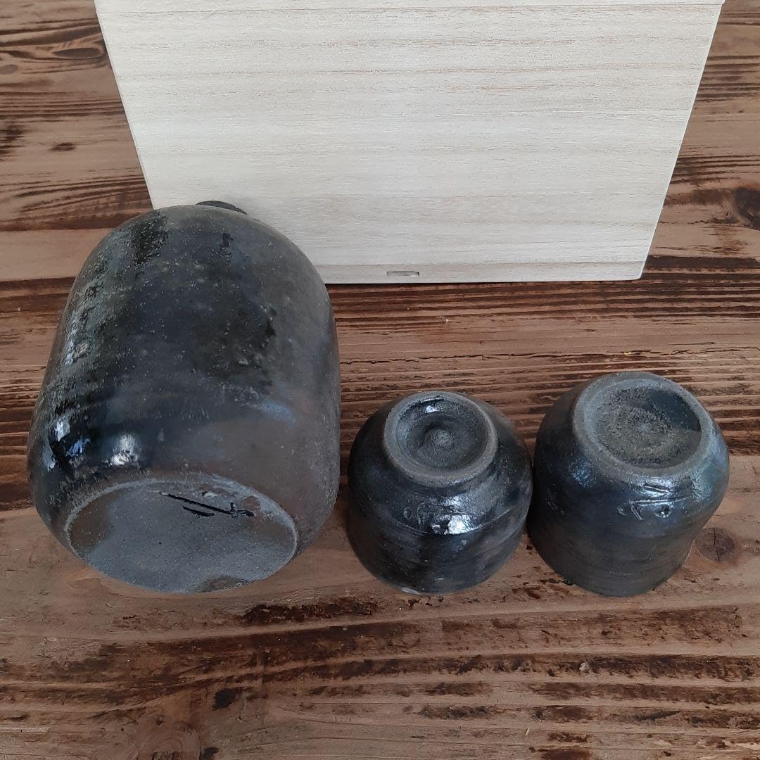 有田焼 福泉窯 黒絞釉刷毛茎金彩 ツワ型小付 5点セット 有田焼 福泉窯