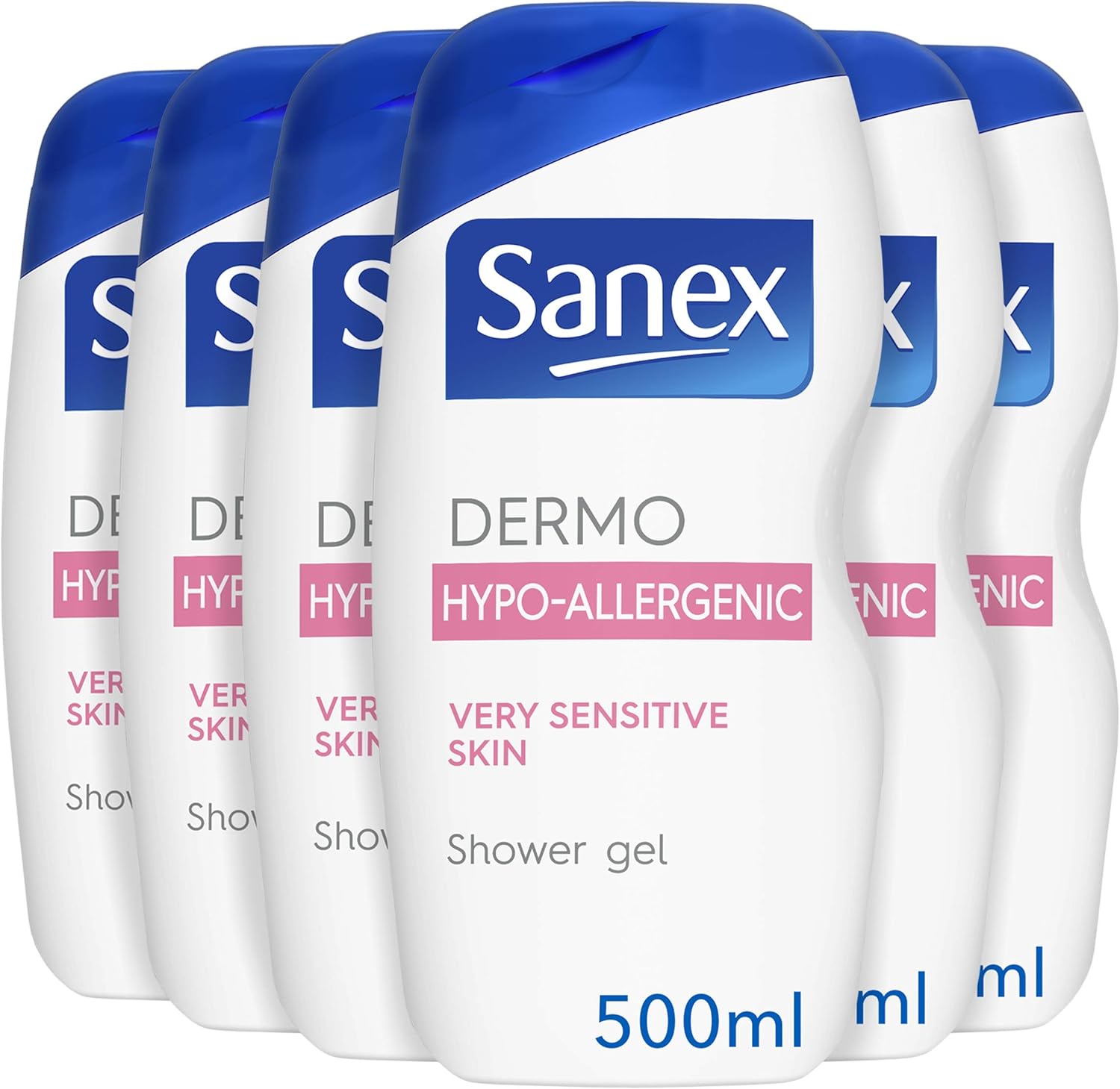 Sanex Dermo HypoAllergenic Shower Gel 500 ml Pack of 6, For Very