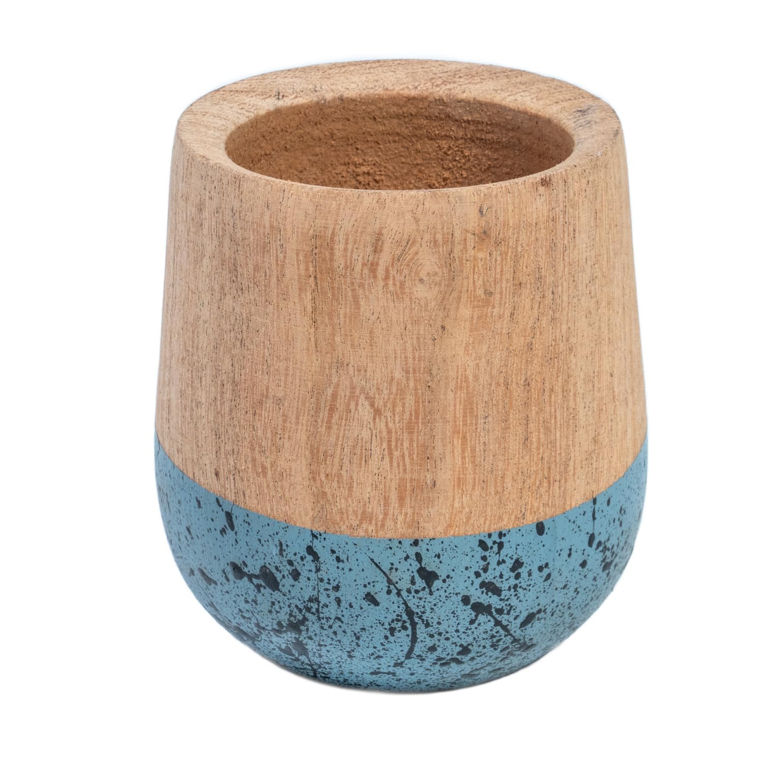 Mate Algarrobo Perita Salpicado Pintado Artesanal Argentino Yera Azucar (celeste)