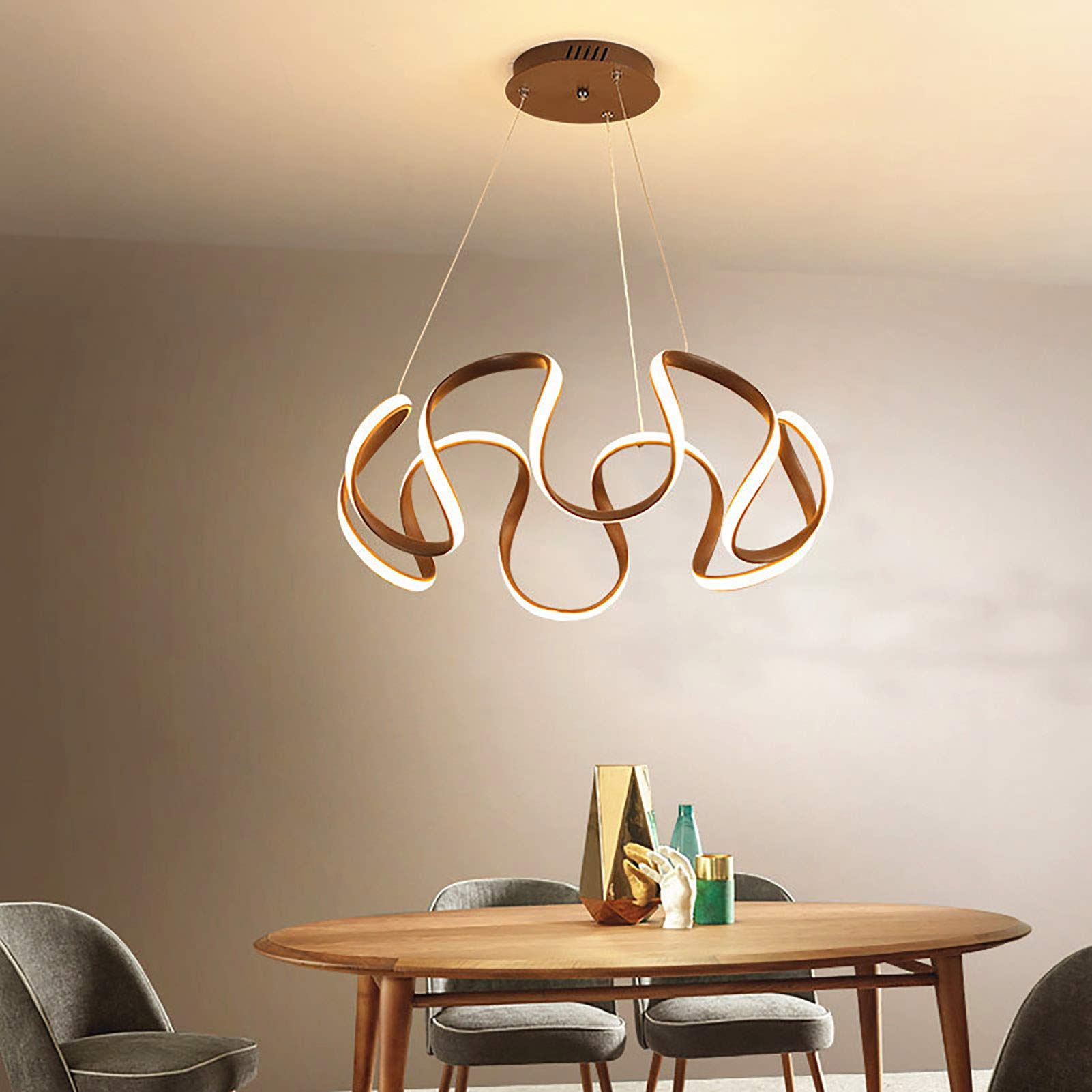 Contemporáneo Geométrico Anillo Candelabro,Moderno Fogón Led Durante La Luz,Oro Luz Blanca Accesorio De Iluminación De Techo Ajustable para Comedor Salón-Un 58x20cm(23x8inch)