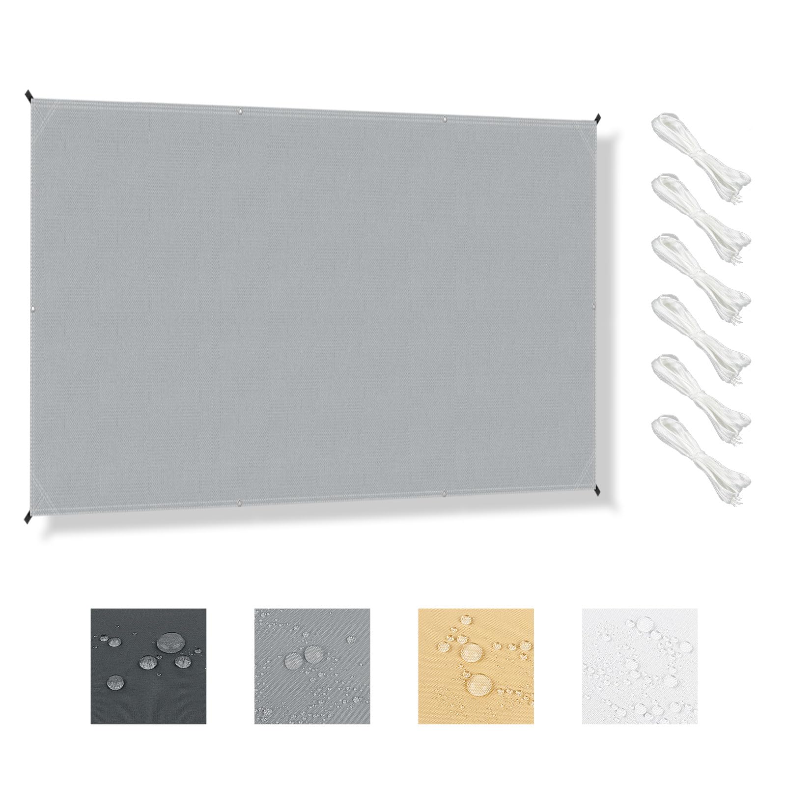 HENG FENG Toldo Vela de Sombra Impermeable 1,5x2m Rectangular, Protección UV 95% Resistente al Desgarro con Ojales y Cuerdas, Toldo de Exterior para Terraza, Jardín, Balcón, Pérgola (Gris)