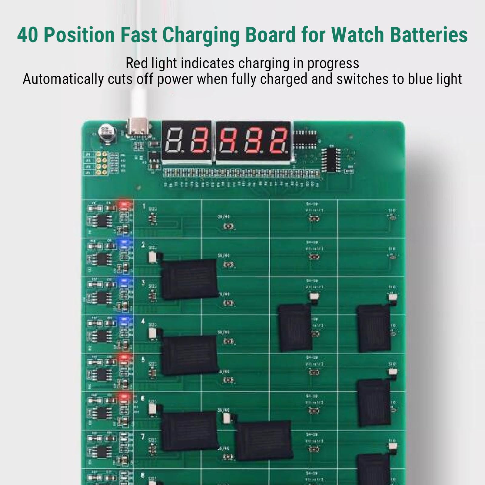 Carte D'activation de Batterie de Montre, Testeur pour 1 à 40 Piles avec Indicateurs LED, Compatible avec S1 à S10 Ultra