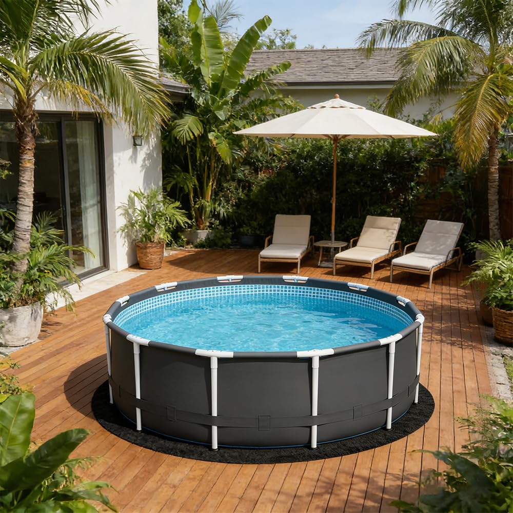Poolunterlage Rund 2m, Faltbar Pool Unterlage Outdoor, Wasserabsorbierende Pool Unterlage Outdoor Rund, Wiederverwendbar Whirlpool Matte 200cm, Verlängert Die Lebensdauer Der Auskleidung