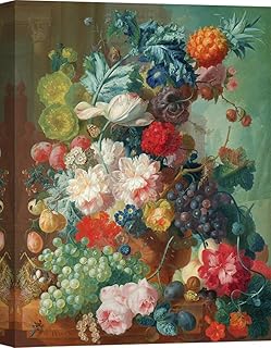 Art Print Cafe – Quadro - Stampa su Tela – Jan Van OS, Natura Morta: Frutta e Fiori in Un Vaso di Terracotta – 70x50 cm