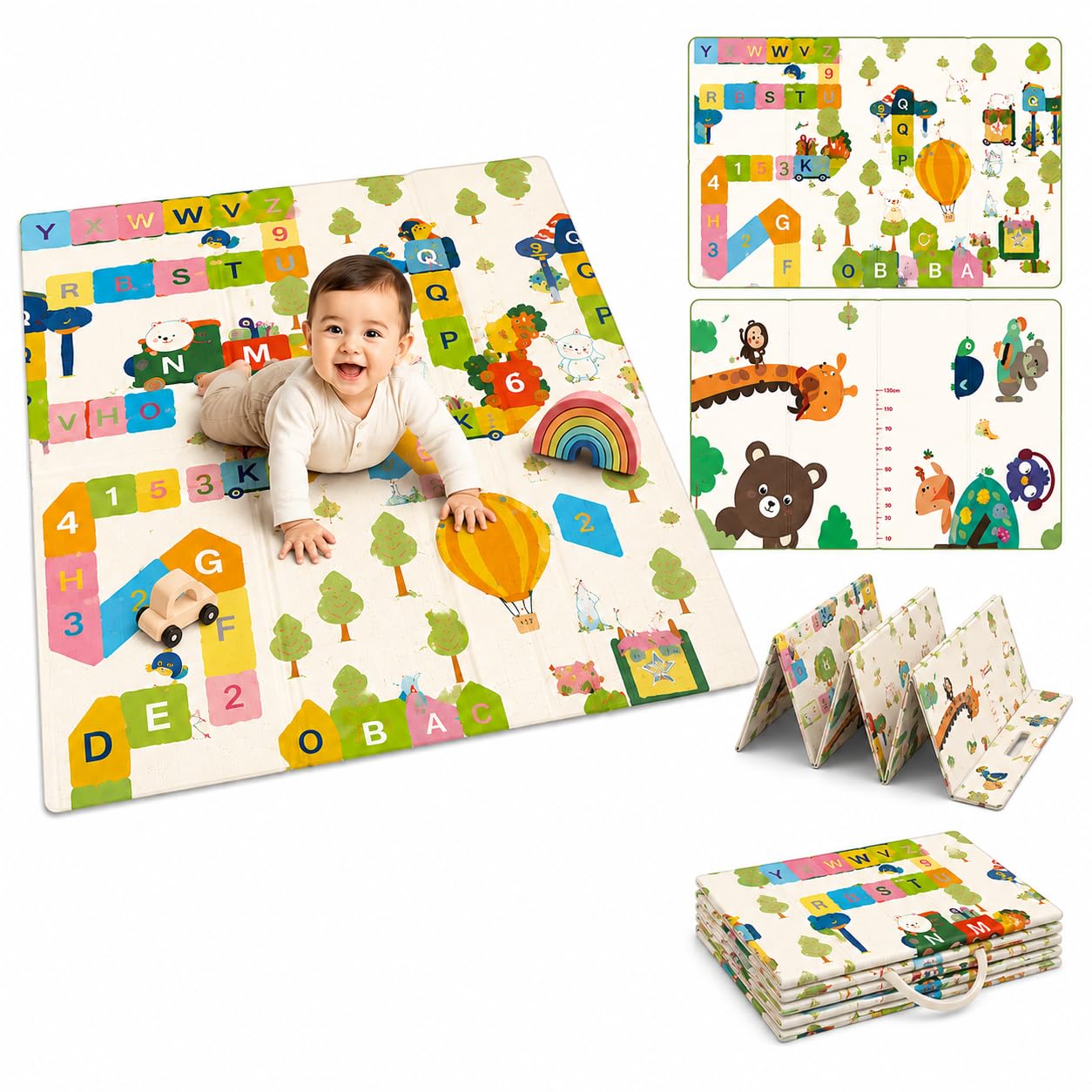 Baby Play Mat for 0 to 3 Years | Extra Thick 6mm Foldable Reversible Crawling Mat | BPA Free Waterproof Baby Mat for Floor (Learning Mats, Animal Print)-image-4