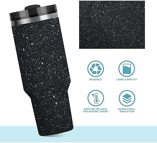 Miniatura 8 de Botellas de agua reutilizables de acero inoxidable al vacío con tapa y pajita, taza decorativa de acero inoxidable para agua, té helado o café,