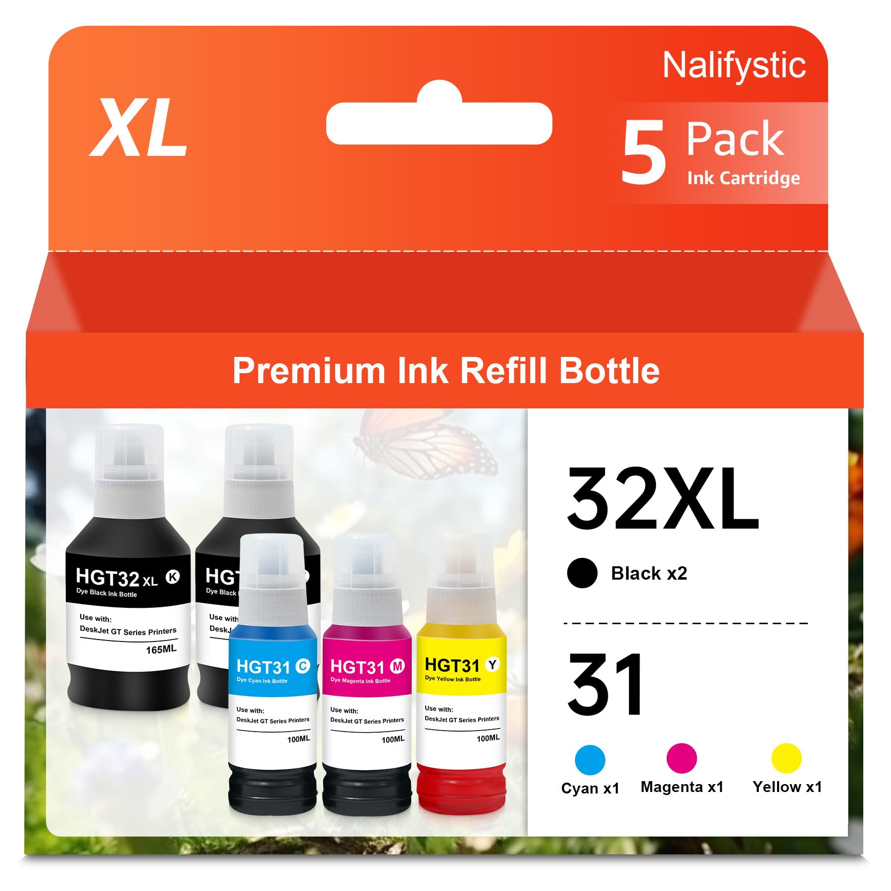 Nalifystic 31 32XL Ink Bottle Multipack Compatible for HPQ 31 32XL Ink Bottle Work for Smart Tank 5105 7005 7006 7305 7306 7605 Plus 315 319 455 515 516 530 555 558 559 655 670 790