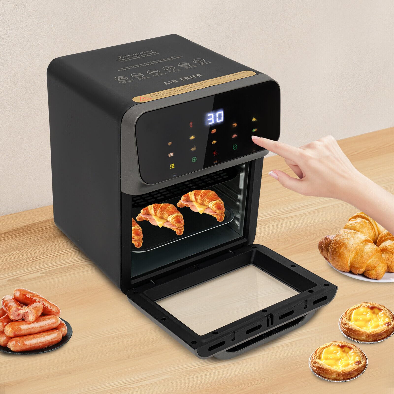 13 l piekarnik elektryczny, mini piekarnik z 2 blachami do pieczenia, 50 pudełek na ciasto, 5 pudełek foliowych, 1 rękawica do rozmrażania, pieczenia różnych przysmaków, 1350 W