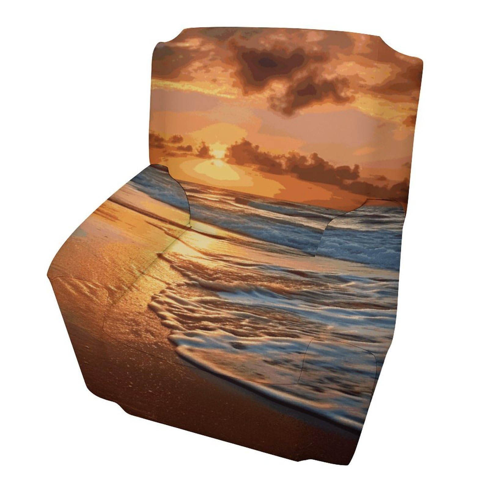 Fodpand Style Evening Beach Sea Water Sofa Cover Soft 1 Seater Sofa Slipcover For Pets Washable,Couch Cover With Elastic Straps Furniture Protector