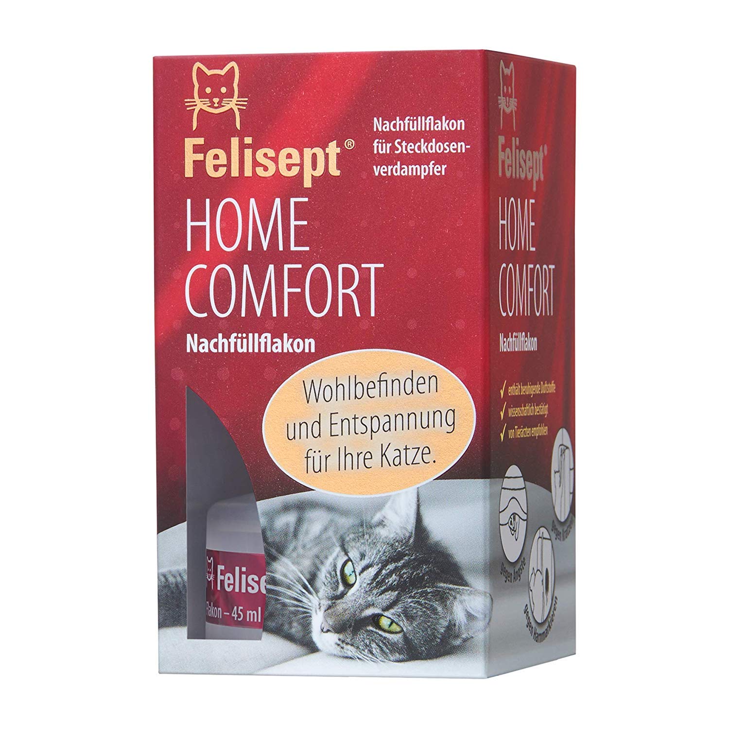 Felisept Home Comfort Set: Starter-Set (Verdampfer + Flakon 45ml) + Nachfüllflakon 3 x 45ml - Beruhigungsmittel für Katzen mit natürlicher Katzenminze: Ohne Pheromone Katzen