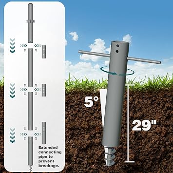 Shade Sail Poles 2 Pack, 12 FT Heavy Duty Steel Screw-in Poles for Sun Shades Outdoor, 2.36 Diameter, Height Adjustable Sun Shade Posts for Outdoor Patio Backyard Garden