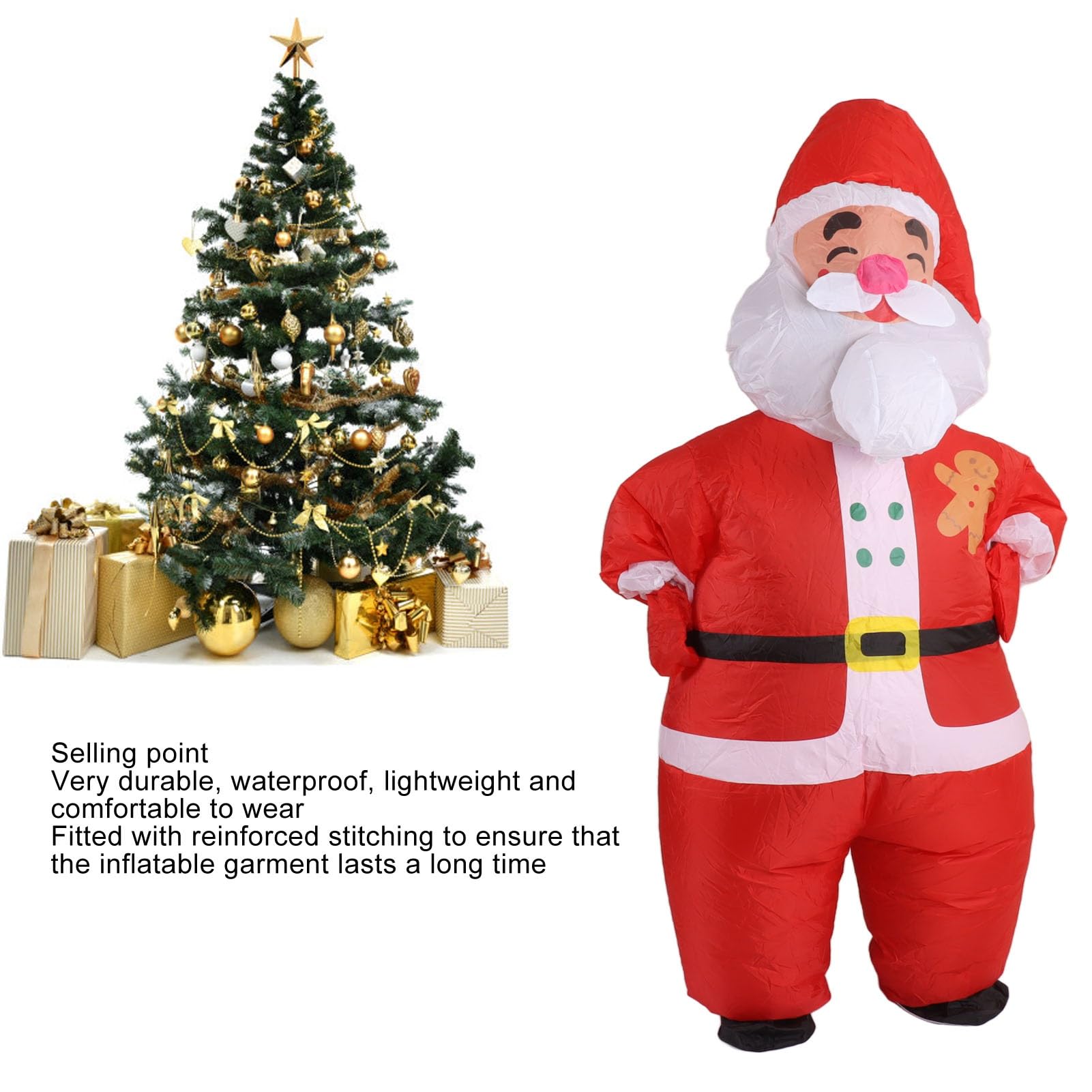Nadmuchiwany kostium bożonarodzeniowy, zabawny kostium lalki Blow Up Christmas Party dla dorosłych 150-190 cm, tkanina poliestrowa 190T na Boże Narodzenie, ślub i imprezy cosplay (pufa z dużą