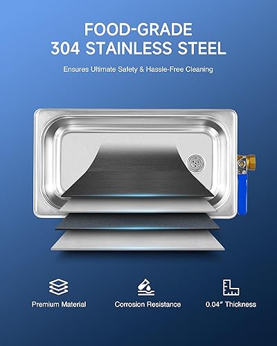 Miniatura 8 de CREWORKS Limpiador de ultrasonido con calentador y temporizador, máquina de limpieza digital sónico de 1.6 galones, limpiador de joyas de acero