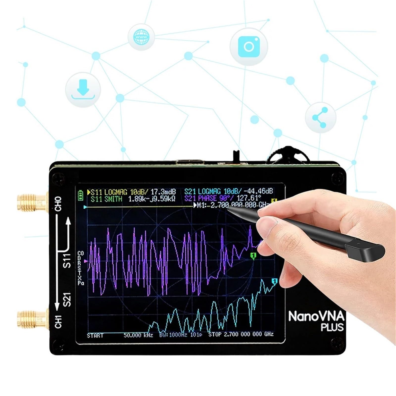 Analizador de red, Analizador De Antena NanoVNA Plus 50 KHz-2,7 GHz MF VHF UHF