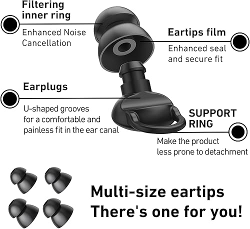 Miniatura 2 de Tapones para los oídos para dormir con 8 almohadillas para los oídos en XSSML, tapones para los oídos con cancelación de ruido, protección auditiva