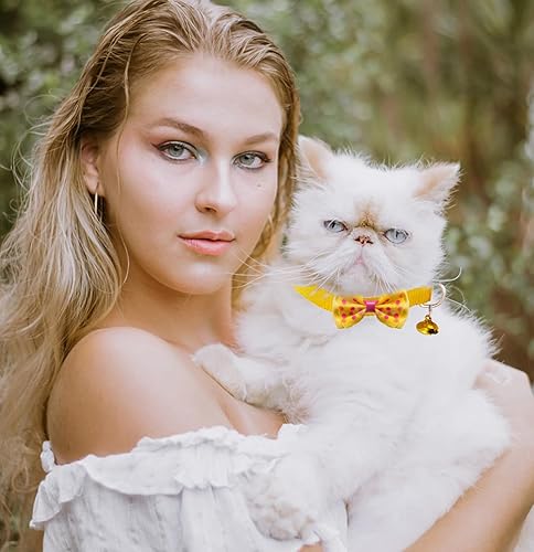 Miniatura 3 de 16 piezas de lindos collares para gatos con campanas - Collares separables para niñas y gatitos pequeños - Rosa, diseño de moño - Accesorios para