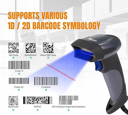 Miniatura 2 de ARGOX - Escáner de código de barras con cable - Lector de códigos QR 1D y 2D ultrarrápido Escáner portátil USB Plug & Play para inventario, venta
