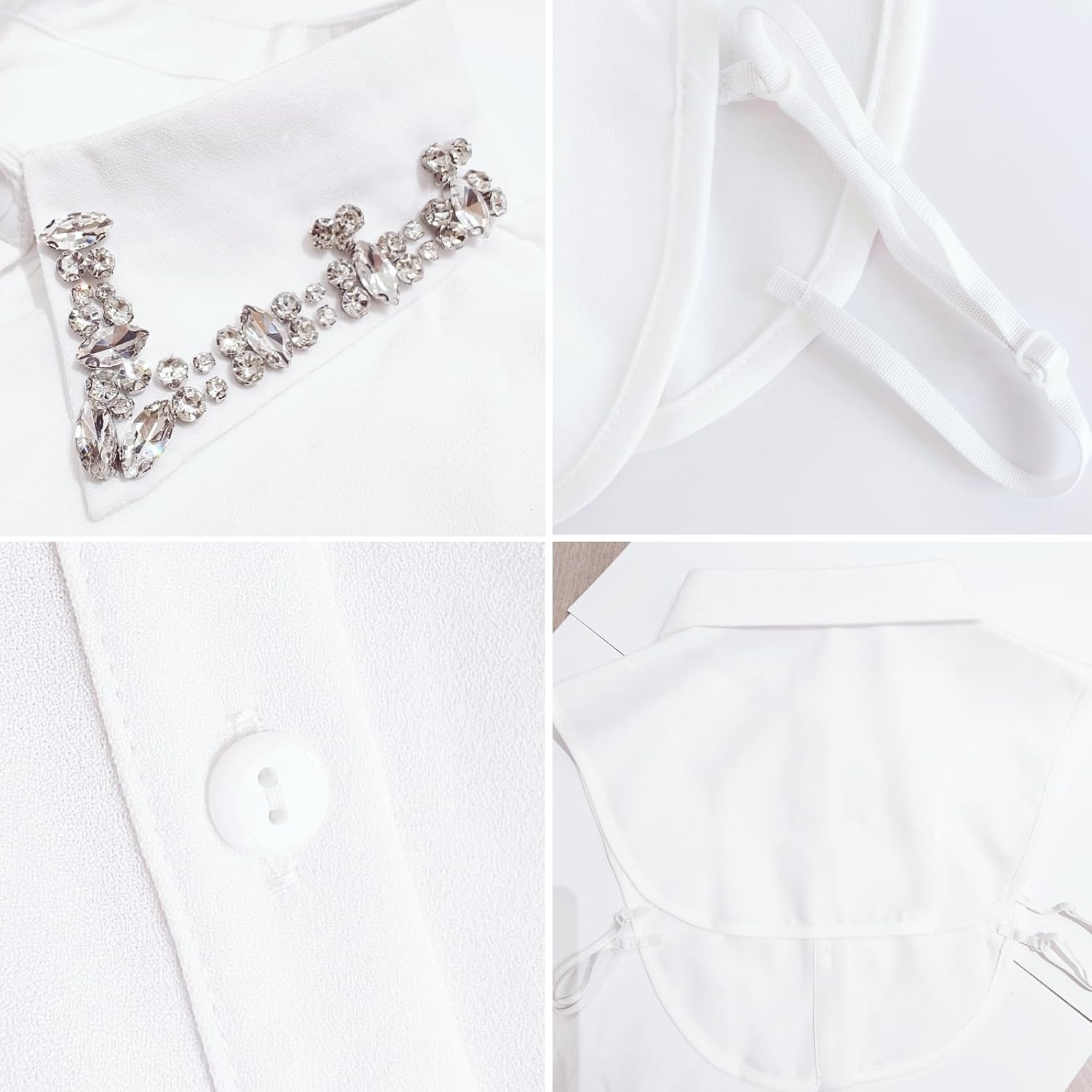 Shinywear Pearl Fake Collars Detachable Dickey Collar Blouse Half Shirt Crystal Peter Pan Faux False Collar for Women Girls - Image 3