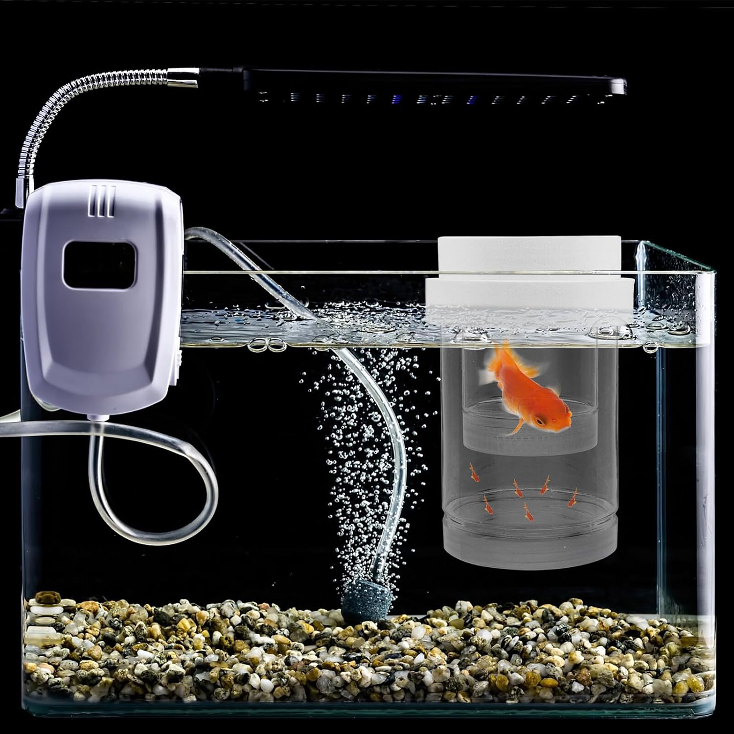 Hemobllo Floating Aquarium Fish Breeding Isolation Box with Fine and Coarse Mesh Nets, Hatchery Incubator for Guppy and Betta Fry Nursery, White Small and Medium Size Set for Fish Tank