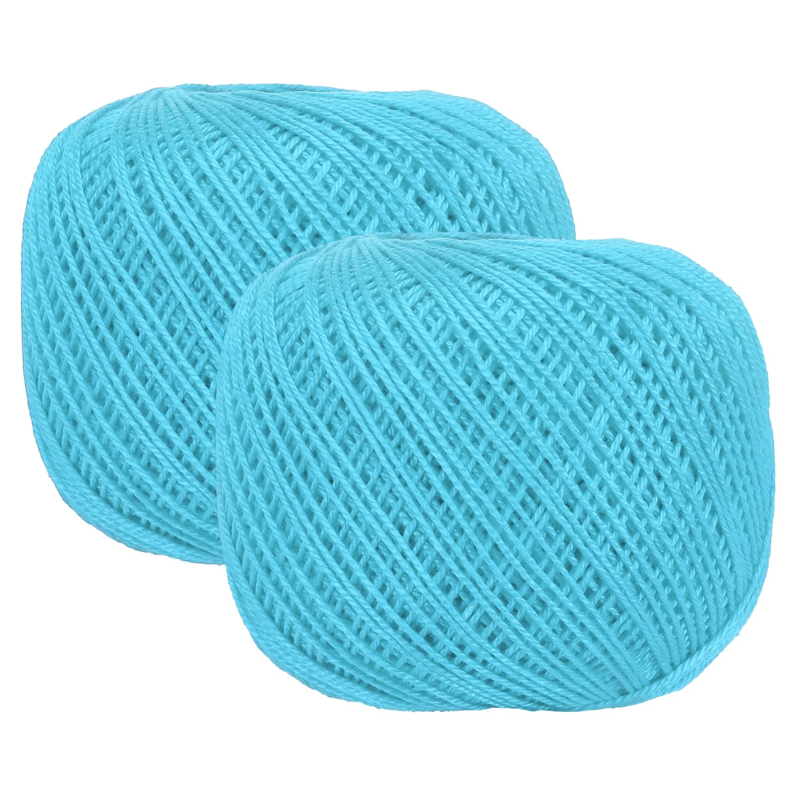 sourcing map 2 Rolls 164 Yards Size 3 Lake Blue Cotton Crochet Thread Lace Weight Yarn Tatting Thread for Crocheting Knitting Embroidery Sewing