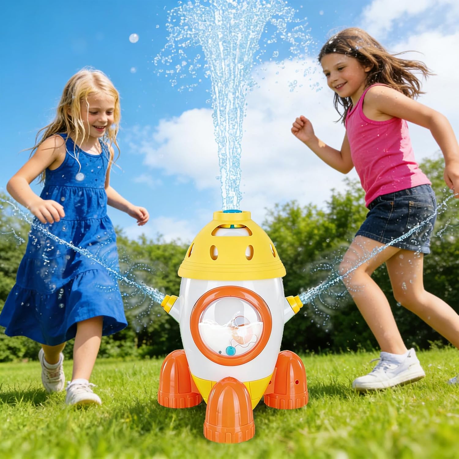 Sprinkler for Kids Water Sprinkler Toy, Baseball Pop-Up Splash Game with Water Flow Control Valve, Outdoor Summer Backyard Lawn Water Play for Children Ages 4-8 (Upgraded-Baseball Sprinkler Toy)