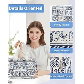 Narwey Full Size Toiletry Bag Women Large Cosmetic Bag Travel Makeup Bag Organizer Medicine Bag for Toiletries Essentials Accessories (Large, Elephant)