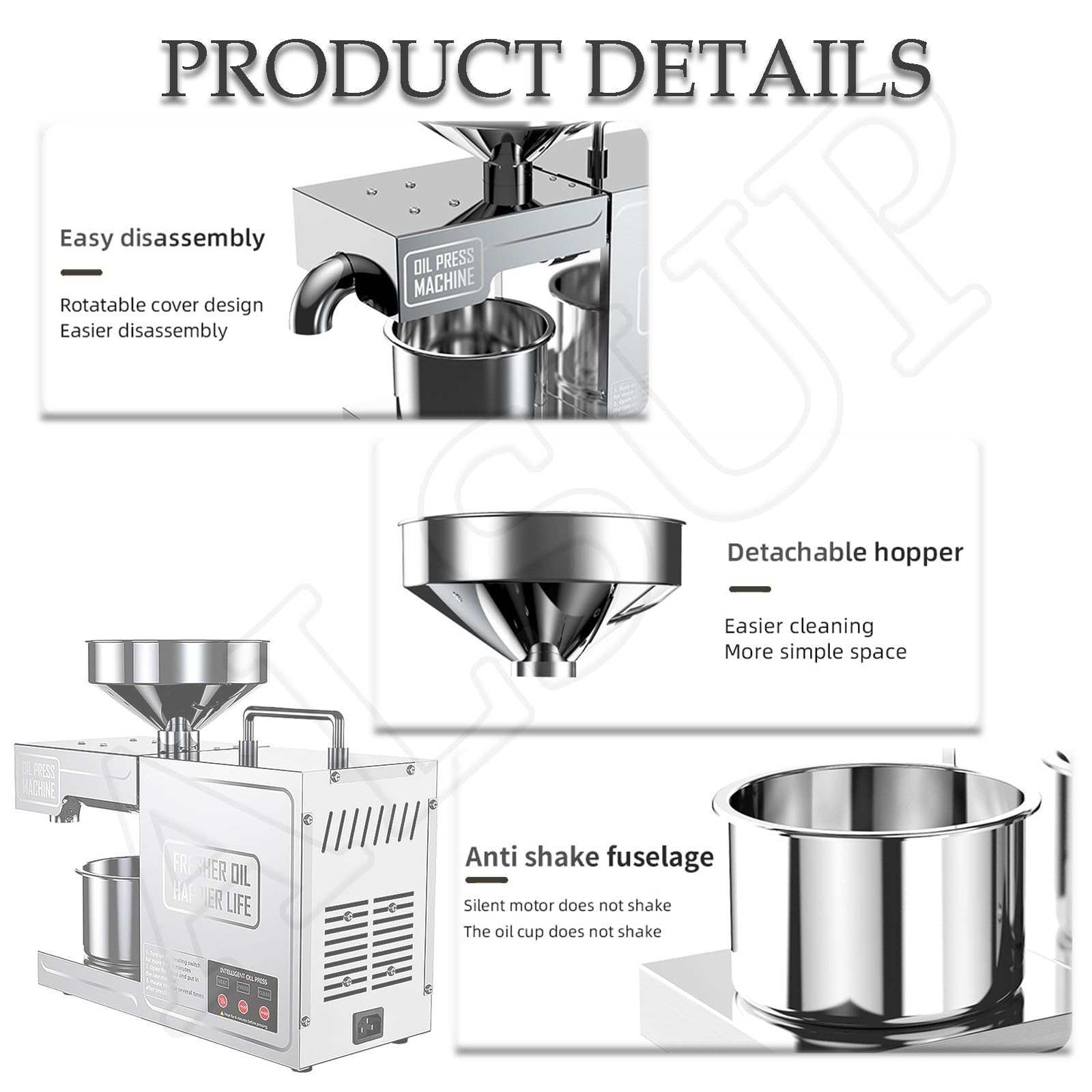 Máquina Prensado Aceitunas Hueso, Motor Cobre Puro, Disipación Calor Multidireccional, Trituradora Extractora Aceite Oliva Casa