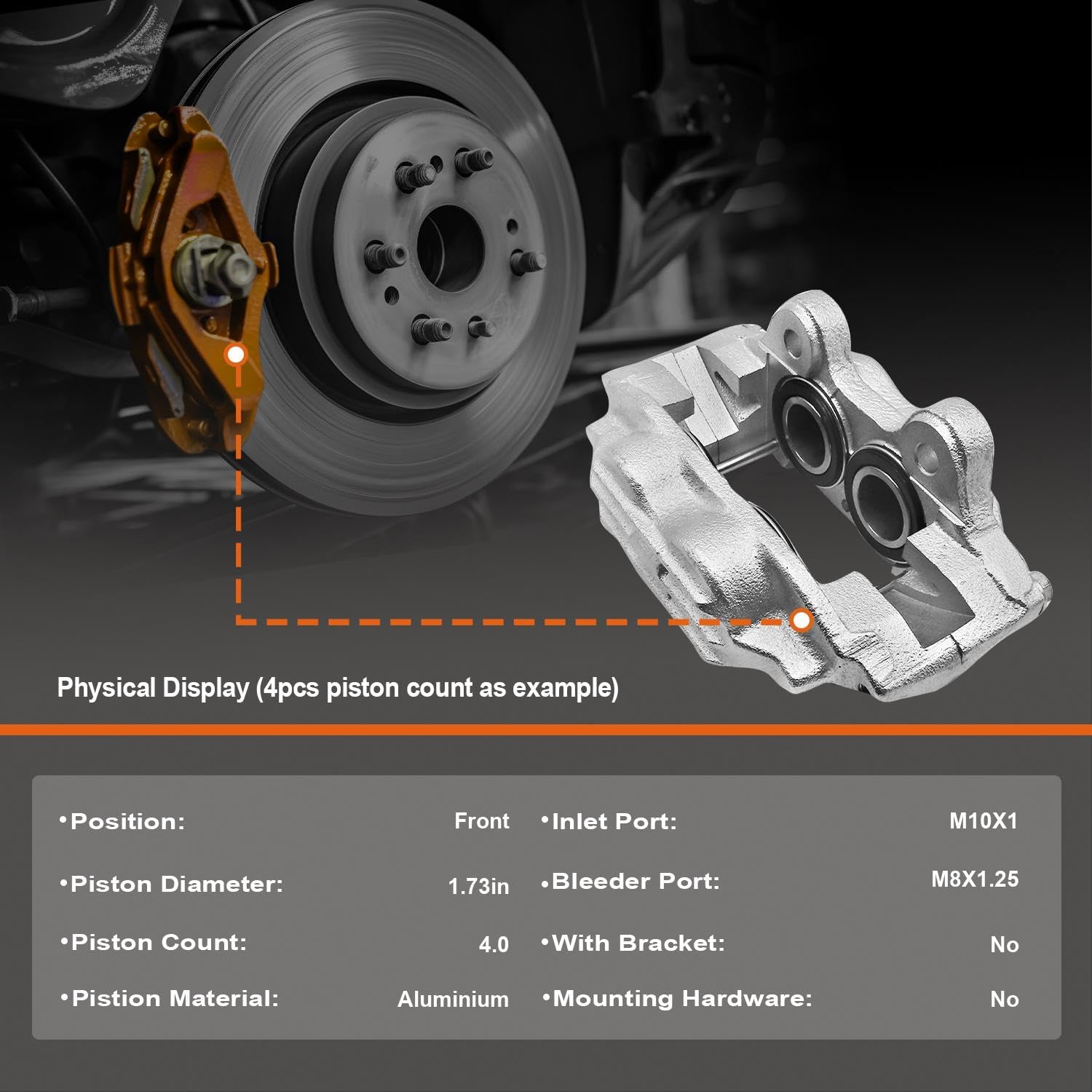 Front Brake Caliper with Bracket Compatible With Mercedes-Benz Models, 2007-2012 S550, 2007-2014 CL550, 2010-2013 S400, 2012 S350 - Front Driver and Passenger, 19-3581 19-3580, 2 Pcs