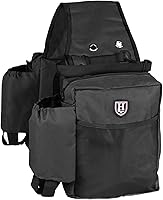 Harrison Howard Western Saddle Cantle Bag - Insulated Nylon Water Bottle & Gear Carrier for Trail Rides, Black