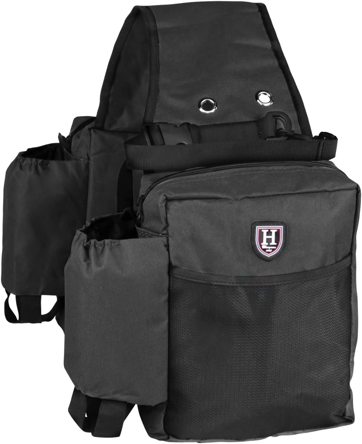Harrison Howard Equestrian Western Saddle Bag Nylon Water Bottle/Gear Carrier Convenient Saddle Bag Black