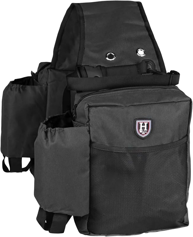 Bolsa para Sela de Nylon Harrison Howard Preta com Porta-Garrafa e Compartimentos