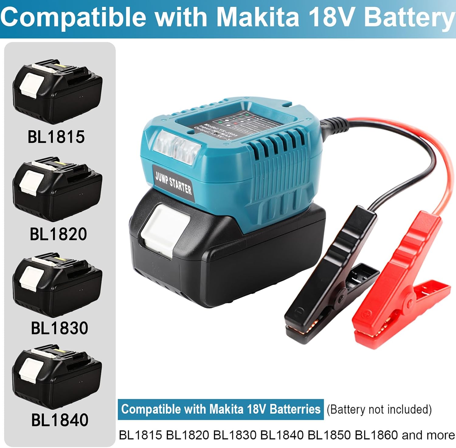 Portable Car Jump Starter Compatible with Makita 18V- 11AWG Heavy Duty Jump Starter Cable (1.2FT) for Car Battery Emergency Jump Start, Using Tool Batteries (Battery Sold Separately)