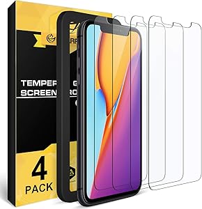 NEARPOW Screen Protector for iPhone 11 / iPhone XR, [4 Pack] Tempered Glass Screen Protector for Apple iPhone XR 6.1