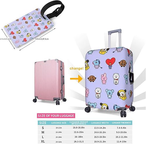 Miniatura 8 de Ybovejuk Kpop - Funda protectora para maleta de viaje divertida con etiqueta de equipaje, lavable, elástica, se adapta a 18 a 32 pulgadas, protector