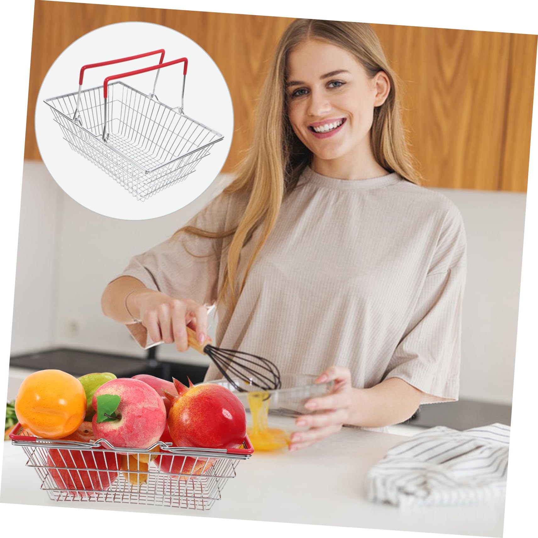 Mini Panier de Rangement Fer Panier de Courses Garçon Fille Portable Rangement Maille pour Jouets et Accessoires Marchande Garçon Fille