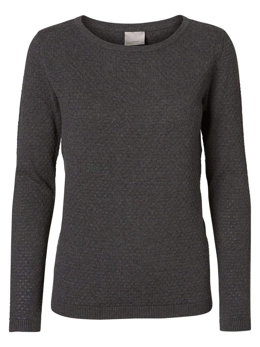 VERO MODAWomen's Vmcare Structure Ls O-Neck Blou Ga Noos Sweater